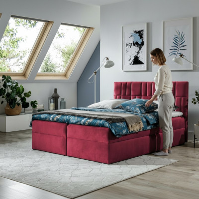 Lit double Lit sommier box Lit avec sommier Lit double Lits Lit rembourré Nouveau lit rouge