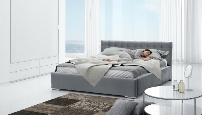 Cadre de lit Lit double Lit moderne Lit de mariage Lits Lit rembourré Gris Chambre 160 cm