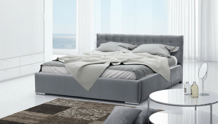 Cadre de lit Lit double Lit moderne Lit de mariage Lits Lit rembourré Gris Chambre 160 cm