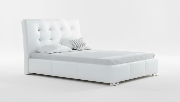 Lit de mariage, cadre de lit, lits, lit rembourré, lit double, blanc, polyester, contemporain