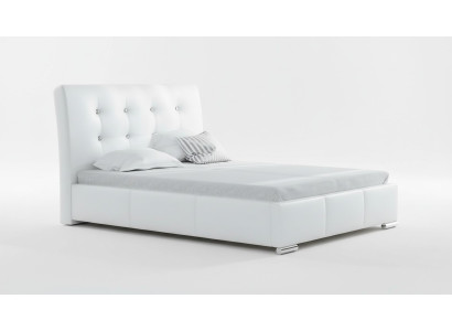 Lit de mariage, cadre de lit, lits, lit rembourré, lit double, blanc, polyester, contemporain