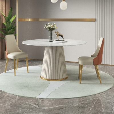 Tables de luxe Table ronde Mobilier design en acier inoxydable Salle à manger tables à manger nouvelles