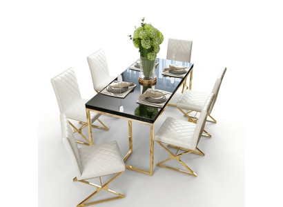 Table à manger de luxe Mobilier de salle à manger Ameublement Table Métal Or Tables à manger