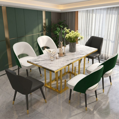 Table à manger de luxe Mobilier de salle à manger Ameublement Table Design métallique Tables de salle à manger