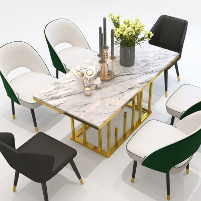 Table à manger de luxe Mobilier de salle à manger Ameublement Table Design métallique Tables de salle à manger