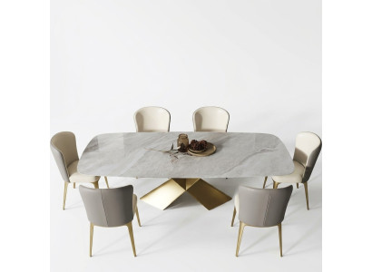 Design de tables à manger de luxe Table en acier inoxydable Meubles en pierre Salle à manger Colonne moderne