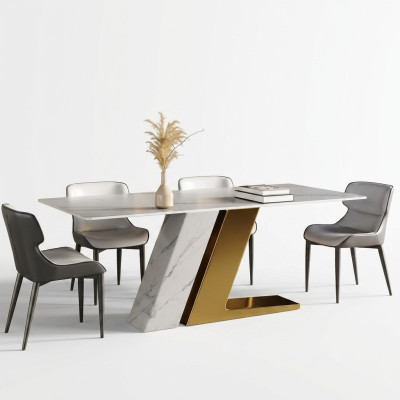 Tables de design Table de luxe Imitation marbre Mobilier Salle à manger Tables à manger Moderne Or