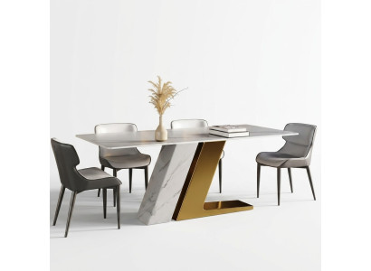 Tables de design Table de luxe Imitation marbre Mobilier Salle à manger Tables à manger Moderne Or