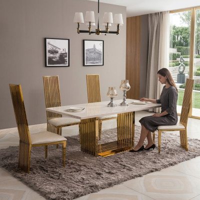 Table de luxe Table à manger en métal Méga Design Tables en métal 140x80 Mobilier de salle à manger