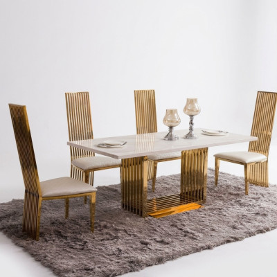 Table de luxe Table à manger en métal Méga Design Tables en métal 140x80 Mobilier de salle à manger