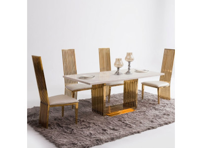 Table de luxe Table à manger en métal Méga Design Tables en métal 140x80 Mobilier de salle à manger