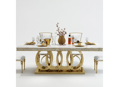 Table de salle à manger de luxe Table de salle à manger Table en métal Or Tables de salle à manger Meubles Ameublement