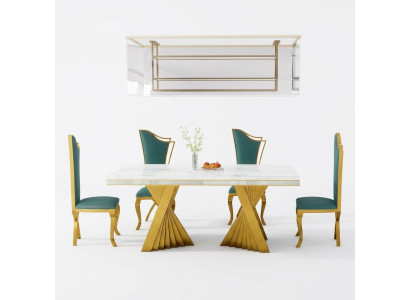 Table de salle à manger de luxe Table de salle à manger Table en métal doré Tables de salle à manger Mobilier Ameublement