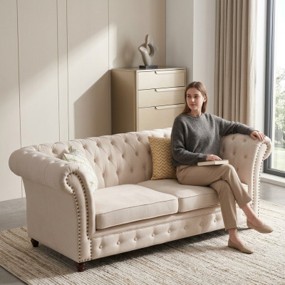 Canapé Chesterfield ensemble 321 Canapé paysager vivant Design Canapé Canapés Canapé en cuir