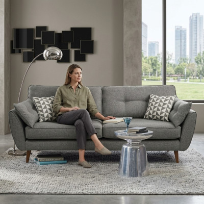 Canapé rembourré Canapé 2 places Siège en tissu Conception Canapé Canapés Tissu Gris 226 cm neuf
