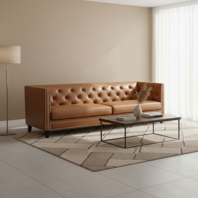 Canapé 4 places Canapé rembourré Moderne Siège en polyester Canapé design Orange