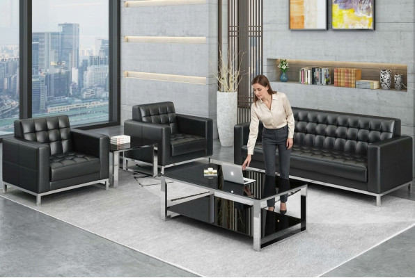 Ensemble de canapés pour mobilier de bureau : canapé 3-2-1 places. Design de sièges de canapé rembourrés.