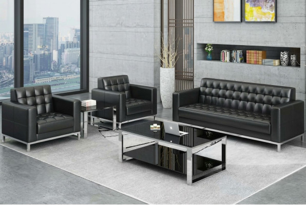 Ensemble de canapés pour mobilier de bureau : canapé 3-2-1 places. Design de sièges de canapé rembourrés.