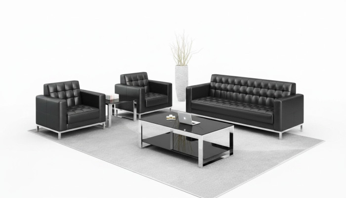 Ensemble de canapés pour mobilier de bureau : canapé 3-2-1 places. Design de sièges de canapé rembourrés.