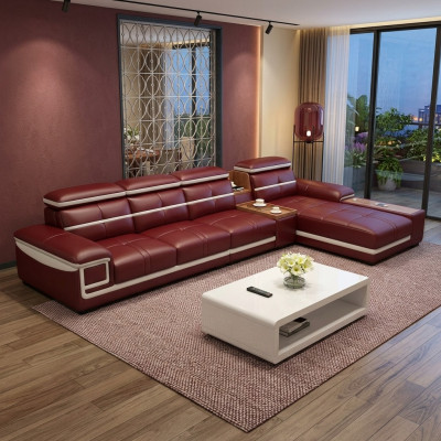 Canapé d'angle luxueux en forme de L Imitation cuir Canapé d'angle rembourré Siège Canapé Design Canapés Rouge neuf