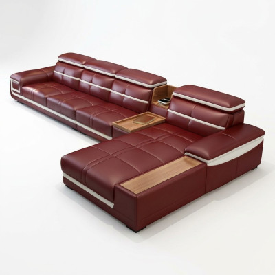 Canapé d'angle luxueux en forme de L Imitation cuir Canapé d'angle rembourré Siège Canapé Design Canapés Rouge neuf
