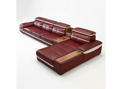 Canapé d'angle luxueux en forme de L Imitation cuir Canapé d'angle rembourré Siège Canapé Design Canapés Rouge neuf