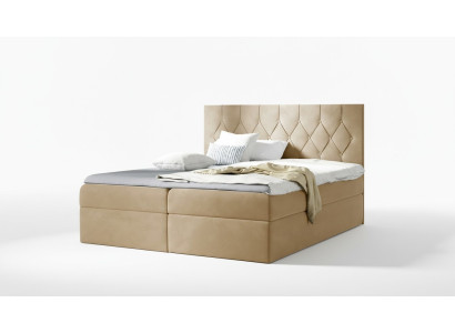 Lit Box Spring de Luxe Lits d'Hôtel Fonction de literie Tapissier 180x200cm Beige
