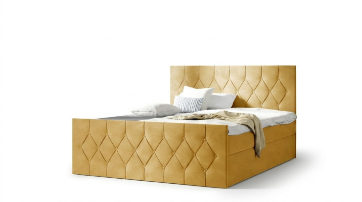 Lit rembourré Lits Lit Rembourrage Designer Boxspring Design de luxe Jaune 200x200 nouveau