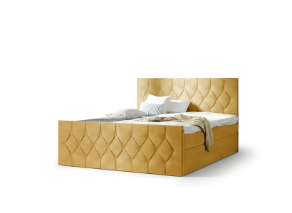 Lit rembourré Lits Lit Rembourrage Designer Boxspring Design de luxe Jaune 200x200 nouveau