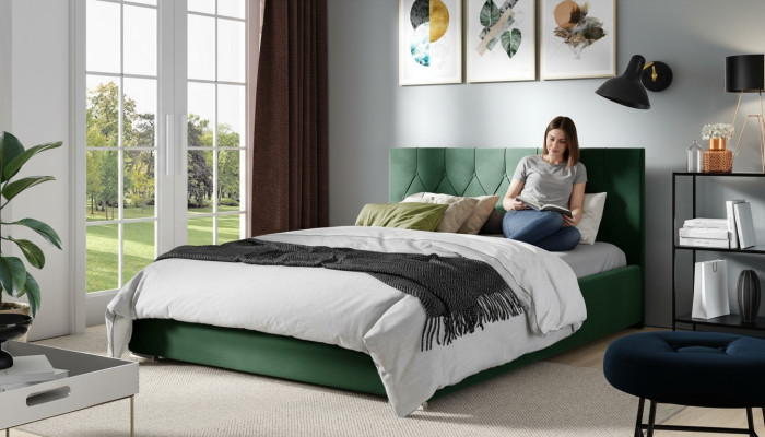 Cadre de lit Design en tissu textile Double Moderne Lit d'hôtel Chambres Lits neufs