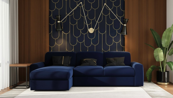 Canapé d'angle avec fonction couchage, base de lit canapé-lit, canapé d'angle rembourré avec fonction lit.