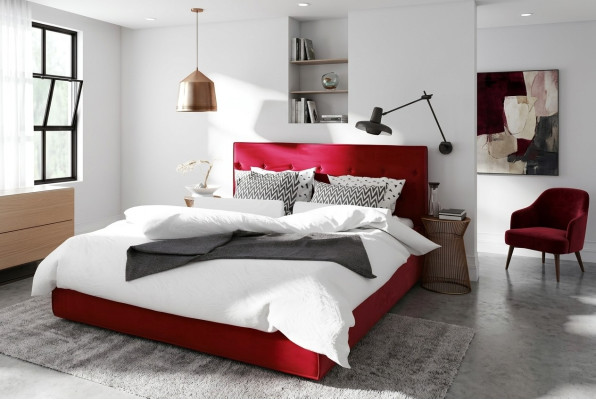 Conception de lit Lit double fonction Textile d'hôtel Chambre à coucher Lits Cadre de lit Rouge