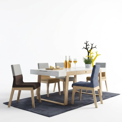 Ensemble de 4 chaises Fauteuil Chaise de salle à manger Chaise de salle à manger Chaise en tissu en bois Siège de luxe