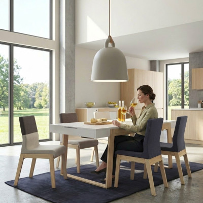 Chaise Fauteuil Chaise de salle à manger Chaise de salle à manger Chaise en tissu Bois Luxe 1 Siège neuf