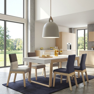 Chaise Fauteuil Chaise de salle à manger Chaise de salle à manger Chaise en tissu Bois Luxe 1 Siège neuf