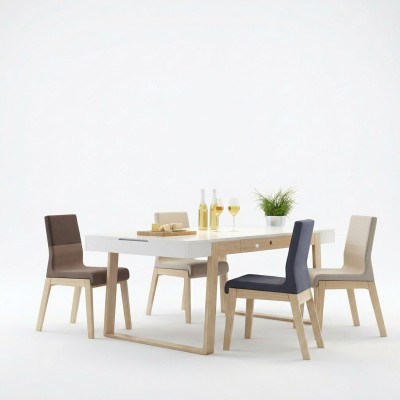 Chaise Fauteuil Chaise de salle à manger Chaise de salle à manger Chaise en tissu Bois Luxe 1 Siège neuf