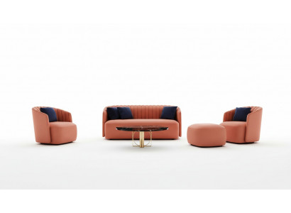 Ensemble de canapé 3 pièces avec 3 places + 2 places + 1 place, ensemble de canapés en tissu avec fauteuil orange, neuf.