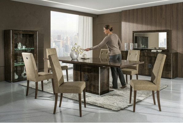 Ensemble de salle à manger avec table et 6 chaises rembourrées groupe de 7 pièces