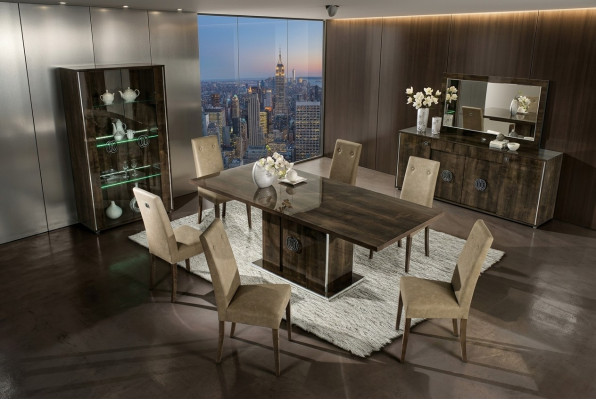 Ensemble de salle à manger avec table et 6 chaises rembourrées groupe de 7 pièces