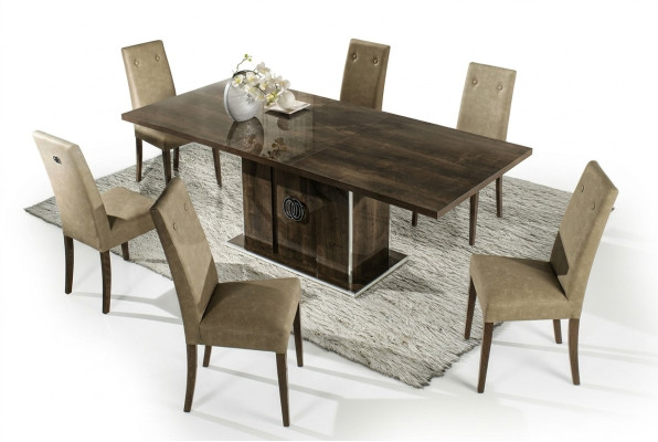 Ensemble de salle à manger avec table et 6 chaises rembourrées groupe de 7 pièces