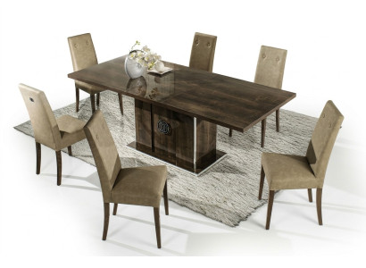 Ensemble de salle à manger avec table et 6 chaises rembourrées groupe de 7 pièces