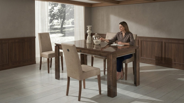 Chaise en bois avec revêtement pour salon Salle à manger Ensemble de salle à manger Ensemble de 4 pièces neuf.