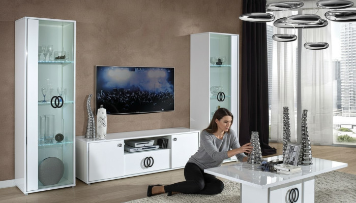Mobilier de salon rtv 2x Vitrine meubles salon Design tv Moderne Set 3 pièces