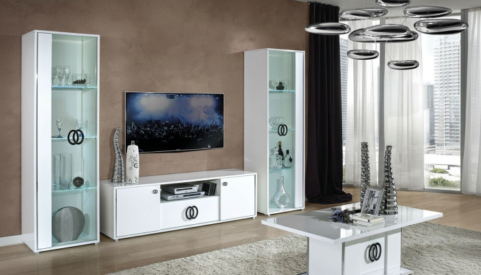 Mobilier de salon rtv 2x Vitrine meubles salon Design tv Moderne Set 3 pièces