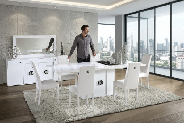 Ensemble de 7 pièces de table et chaises de salle à manger au design moderne