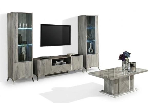 Meuble TV mobile salon 2xVitrine design moderne ensemble 3 pièces