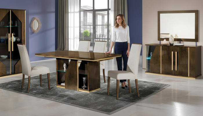 Ensemble de 4 chaises de salle à manger, fauteuils rembourrés, meubles en bois, groupe de design