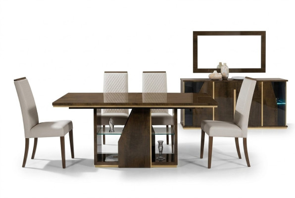 Ensemble de 4 chaises de salle à manger, fauteuils rembourrés, meubles en bois, groupe de design
