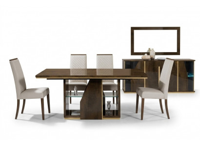 Ensemble de 4 chaises de salle à manger, fauteuils rembourrés, meubles en bois, groupe de design