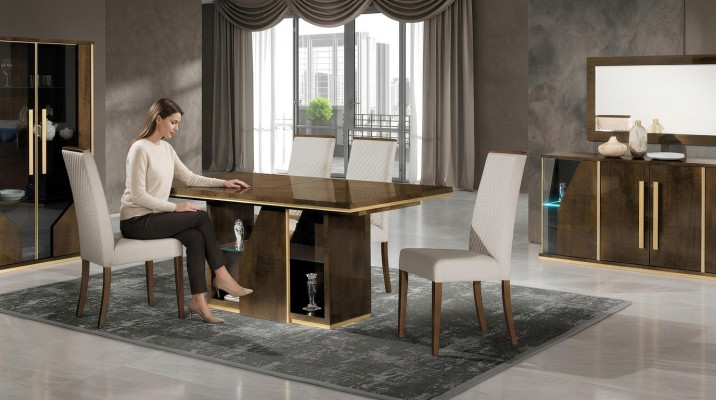 Table à manger en bois de design moderne luxe meubles brillant marron